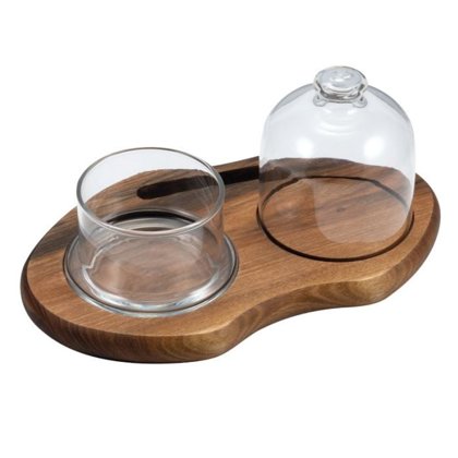 VASSOIO LEGNO C/CUPOLA SERVI TARTUFI