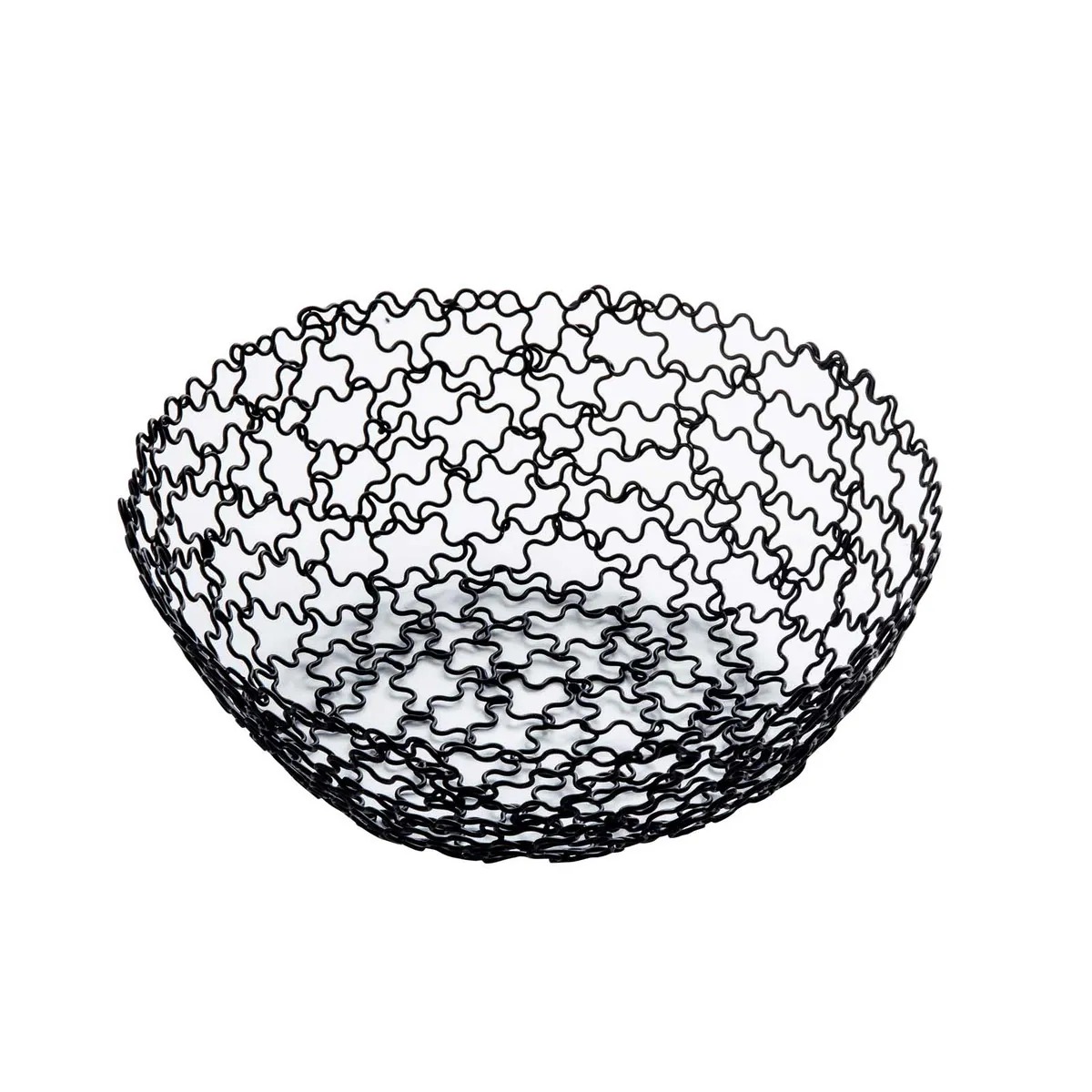 CESTINO PANE TONDO BOUCLÈ NERO 15×h5cm