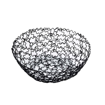 CESTINO PANE TONDO BOUCLÈ NERO 15×h5cm