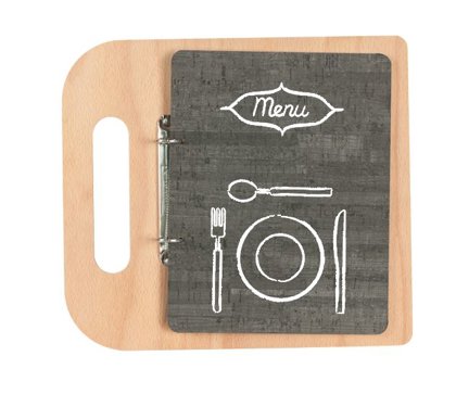 MENU A5 EFF.SUGHERO NERO/TAVOLA LEGNO