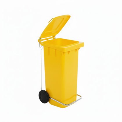 BIDONE 120lt.CON PEDALE COPERC.GIALLO