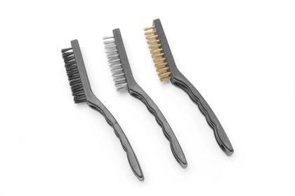 SET 3 SPAZZOLE ACCIAIO-OTTONE-NYLON