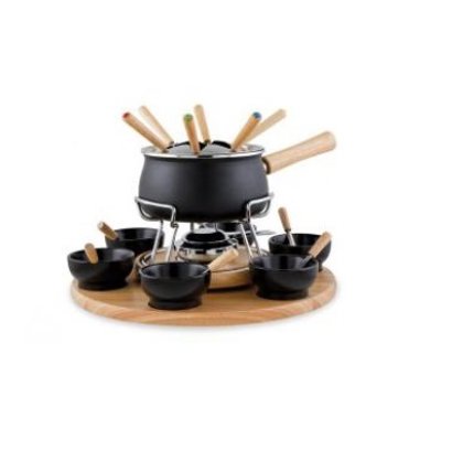 SET FONDUTA 25pz.NERA SMALTATA OPACA