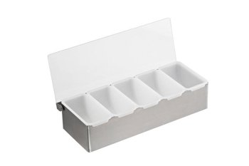 PORTACONDIMENTI 5 SCOM.INOX/PLAS.38x15