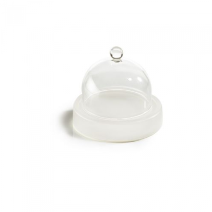 PIATTINO BURRO 9 BCO C/CLOCHE VETRO